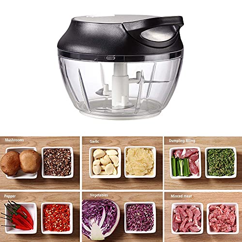 Generic Manual Food Chopper Manual Garlic Chopper Garlic Mincer Hand Pull String Vegetable Processor for Onion Veggies Fruits Nuts Herbs
