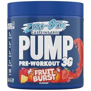 Applied Nutrition Pump Zero Pre Workout – Zero Stim, Caffeine Free, Energy & Performance (375g – 25 Servings) (Fruit Burst)