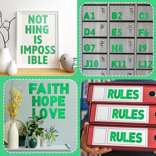 Image of Harloon 232 Pcs Large Glitter Letter Stickers 24 Sheets Classroom Bulletin Boards Decorations Big Font Alphabet Letter Self Adhesive Letters Stickers Back to School Decor DIY Craft(Green,2.5 Inch)