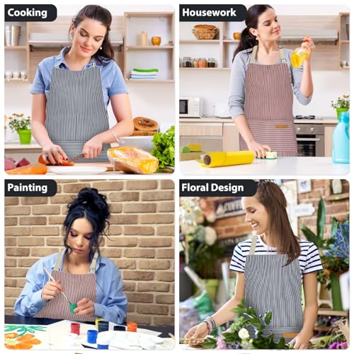 Image of VALOME 2 Pack Kitchen Aprons, Apron for Cooking with 2 Pockets, Unisex Adjustable Neck Strap Chef Aprons for Men Women