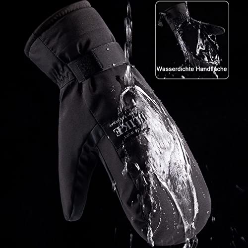 FAYHIJUN Handschuhe Winter Fäustlinge für Damen skihandschuhe Winterhandschuhe wasserdichte Fahrradhandschuhe Winddichte Thermohandschuhe Warm Sports wie Laufen Radfahren (M, Schwarz)