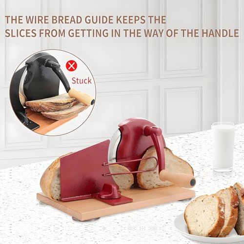 Affettatrice manuale per pane a manovella, in acciaio inox, per fette uniformi, spessore regolabile da 0 a 2,3 cm, per cucina e casa