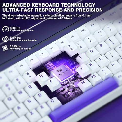 Image of Aula Hero 84 HE - 75% Mechanical Gaming Keyboard Wired, Magnetic Switches Hot Swappable Hall Effect Keyboard, Rapid Trigger Mode 8000Hz Polling Rate, RGB Neon Light Box, Gamers Keyboards for PC /Mac