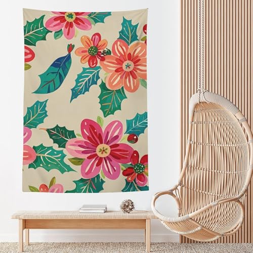Tapisserie murale fleurie de Noël WSOIHFEC : un tissu doux et léger