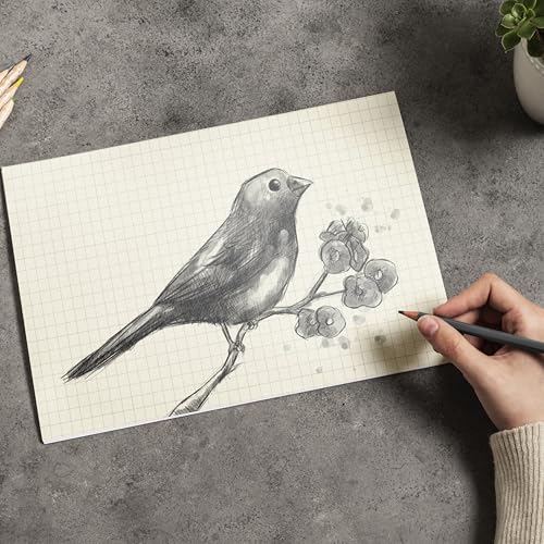 Image of PaperO A5 Square Loose Leaf Grid Paper | 100 GSM | 100 Sheets | (21 x 14.5 cm) | Ideal for Artists & Designers (A5-100 Sheets)
