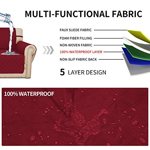 Image of Easy-Going Sofa Slipcover Chair Cover Waterproof Couch Cover Washable Sofa Cover Non-Slip Fabric Furniture Protector with Pocket for Pets Covers Pets Kids Children Dog Cat (Chair, Christmas Red)