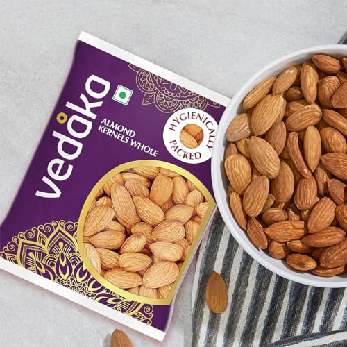 Image of Amazon Brand - Vedaka Almonds | 200 g | California Almonds | 100% Natural Badam Giri | Rich In Protein & Dietary Fiber | Crunchy Texture & Delicious Nutty Flavour | No Added Preservatives