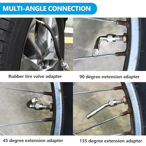 Image of 12 inch Tire Valve Extension, Tire Valve Stem Extension with 90 Degree Valve Extender for Car Truck Motorhome Trailer RV