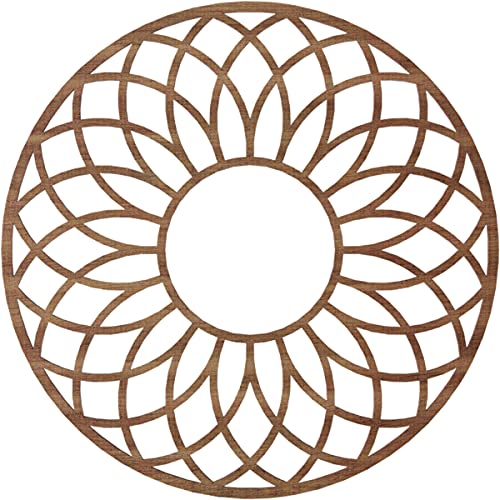 Image of Ekena Millwork 20 inchOD x 6 7 /8 inchID x 3 /8 inchT Cannes Wood Fretwork Pierced Ceiling Medallion, Walnut