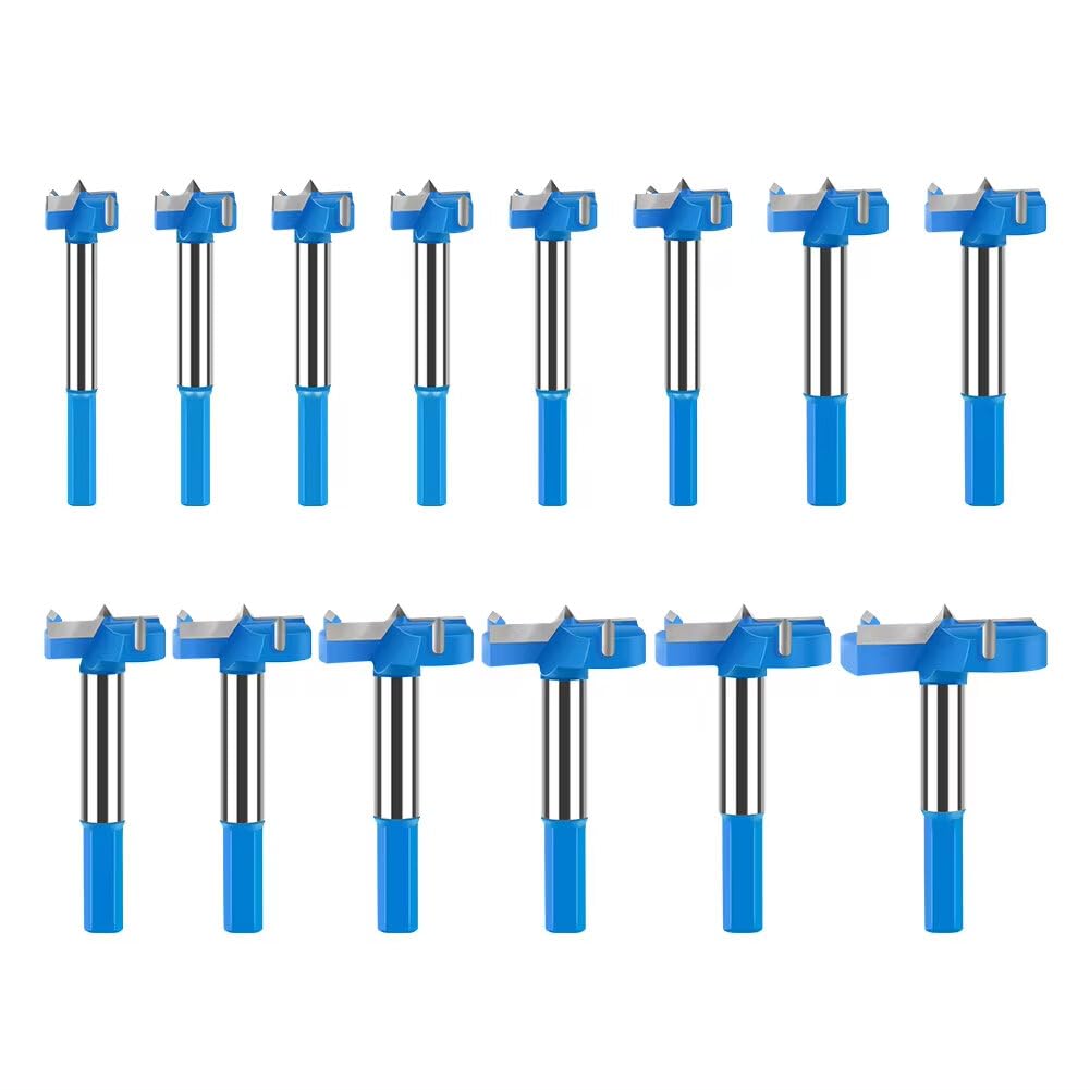 VIDOO Set di Punte per Cerniere con Codolo Esagonale Carburo di Tungsteno Fresa per Legno Rivestimento Antiaderente-14Pcs
