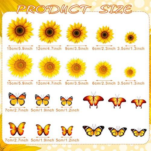 Set 45 imanes decorativos girasoles y mariposas miniatura 2