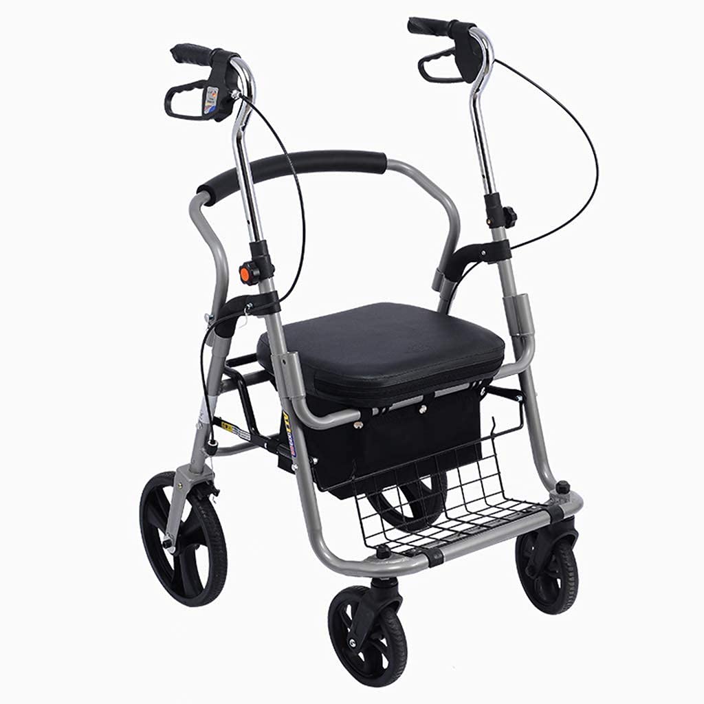 Chodziki dla seniorów Rollator Lekka składana rama chodzika z siedzeniem z hamulcami Koszyk na zakupy Regulowana wysokość Uchwyty Wózek do chodzenia Wózek do poruszania się Pomoc do chodzenia Chodzik