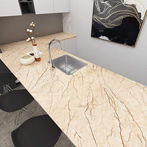 Image of WISDOM Marble Wall Sticker Wallpaper Decorative Home /Furnituer /Cabinets Marble Vinyl Wallpaper (24x120 Inch, Bottochino Marble)