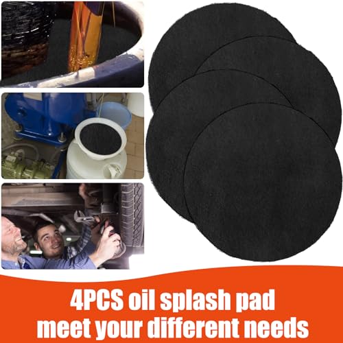 Hlimior 4 Pcs 15 Inches Diameter Circular No Splatter Pad Oil ,Circular Splash Pad Fits Most Oil Drains Anti Splash Oil Change Mat for Mechanics and Automotive Techs, Can be Cut to Size,Black