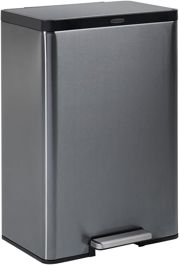 Elite Stainless Steel Step-On Trash Can, 12 Gallon, Charcoal, Wastebasket for Home/Kitchen/Garage/Apartment/Office