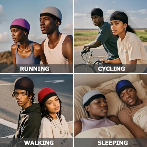 Image of Silky Wave Cap for Men 360 Waves - Compression Stocking Skull Cap | Durag Hair Net for Sleep, Breathable Overnight Dome Hat for Wave Training & Slick Backs
