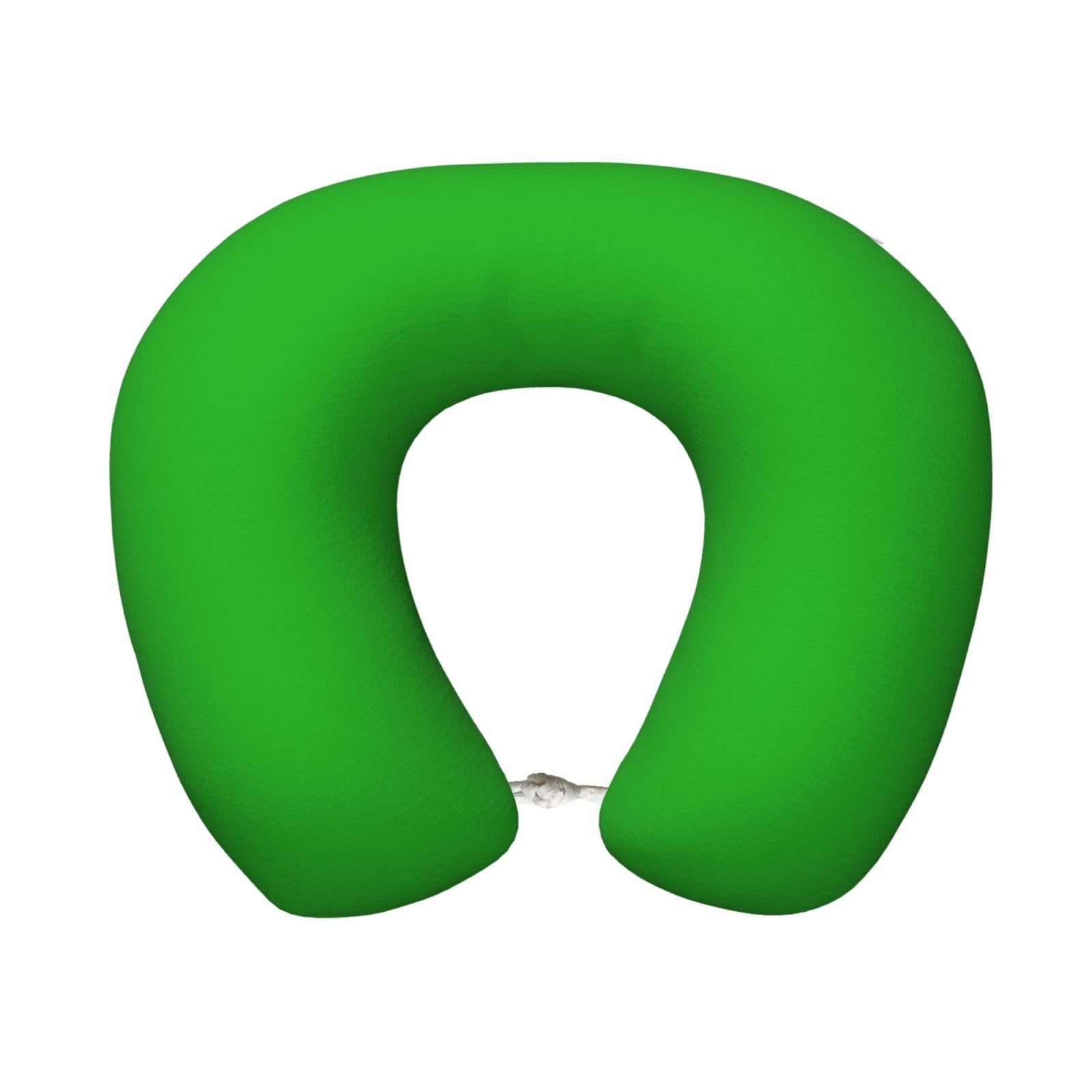 XingFox Green Print Travel Pillow Memory Foam, Portable Neck Pillow for Airplane, Car and Office