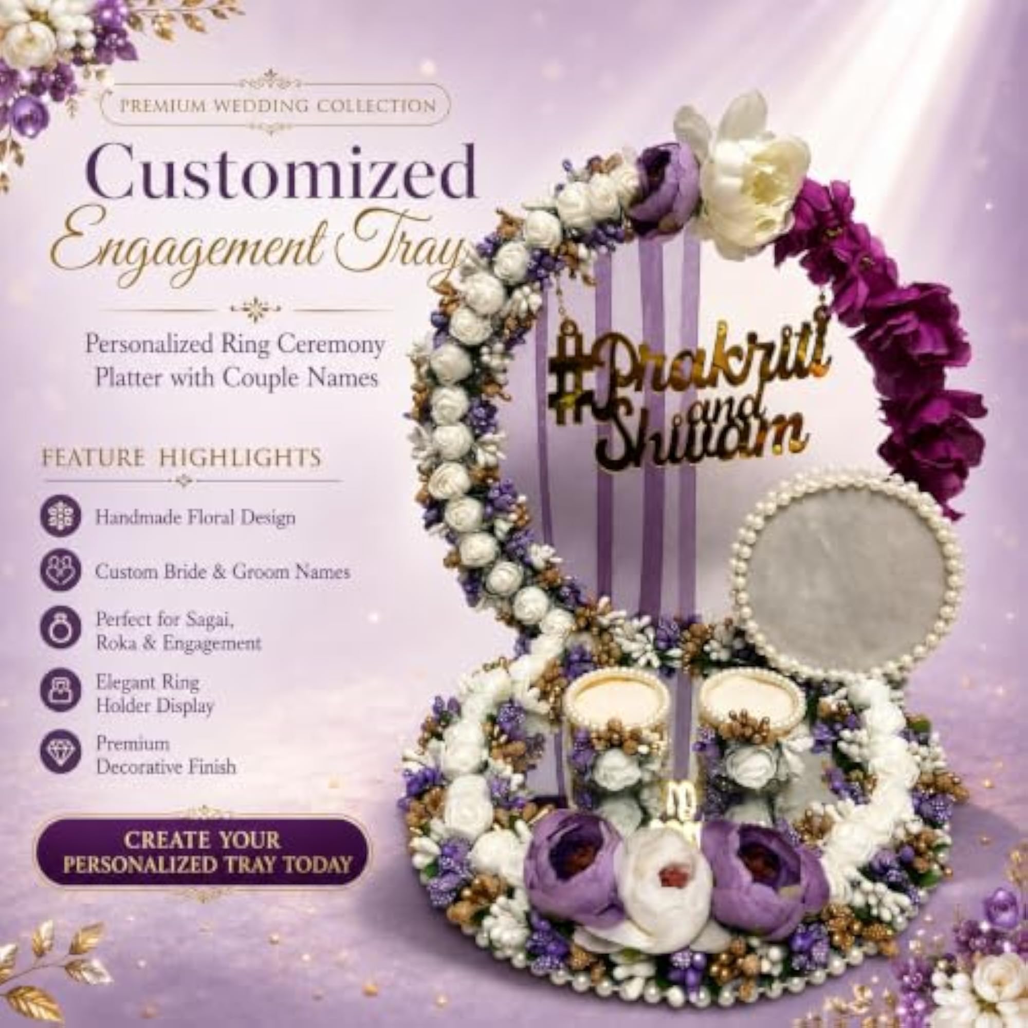 Customized Engagement Tray, Personalized Ring Ceremony Platter