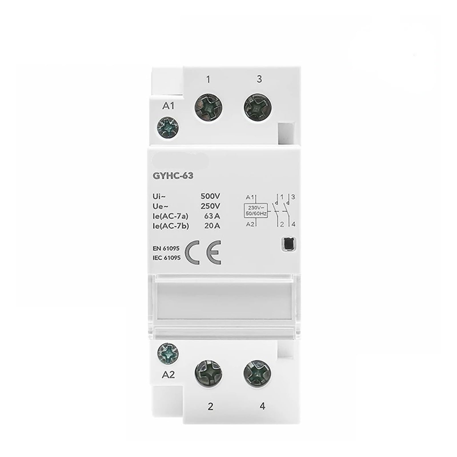 HUUOQIWY Modular contactor 2P 40A 63A 2NO or 2NC or 1NO1NC DIN Rail mounting AC220V 230V Automatic