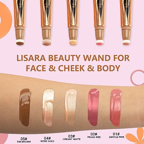 Lisara Highlighter Beauty Wand, Highlight Stick With Cushion Applicator, Liquid Highlighter Makeup Stick, Body Face Highlighter Bronzer Makeup, Lightweight Blendable, Silky Smooth Cream Highlighter Stick (#03) #TOP4