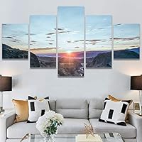 SIGNWIN 5 Panel Canvas Wall Art Landscape Mountain for Home Decorations Ready to Hang - 60