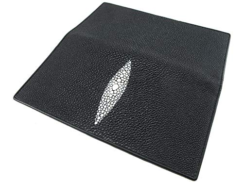 Genuine Stingray Skin Checkbook Wallet Clutch Purse (Black)2