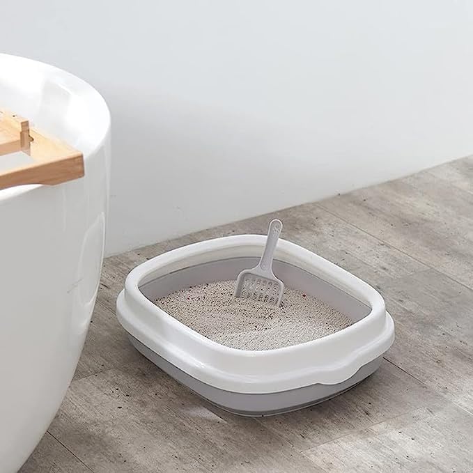 Image of Dog Trust Litter Box Tray with Free Scooper Super Build Quality Semi Closed Design for Kittens & Adult Cats & Rabbits Toilet Litter Basin: Colour May Vary*