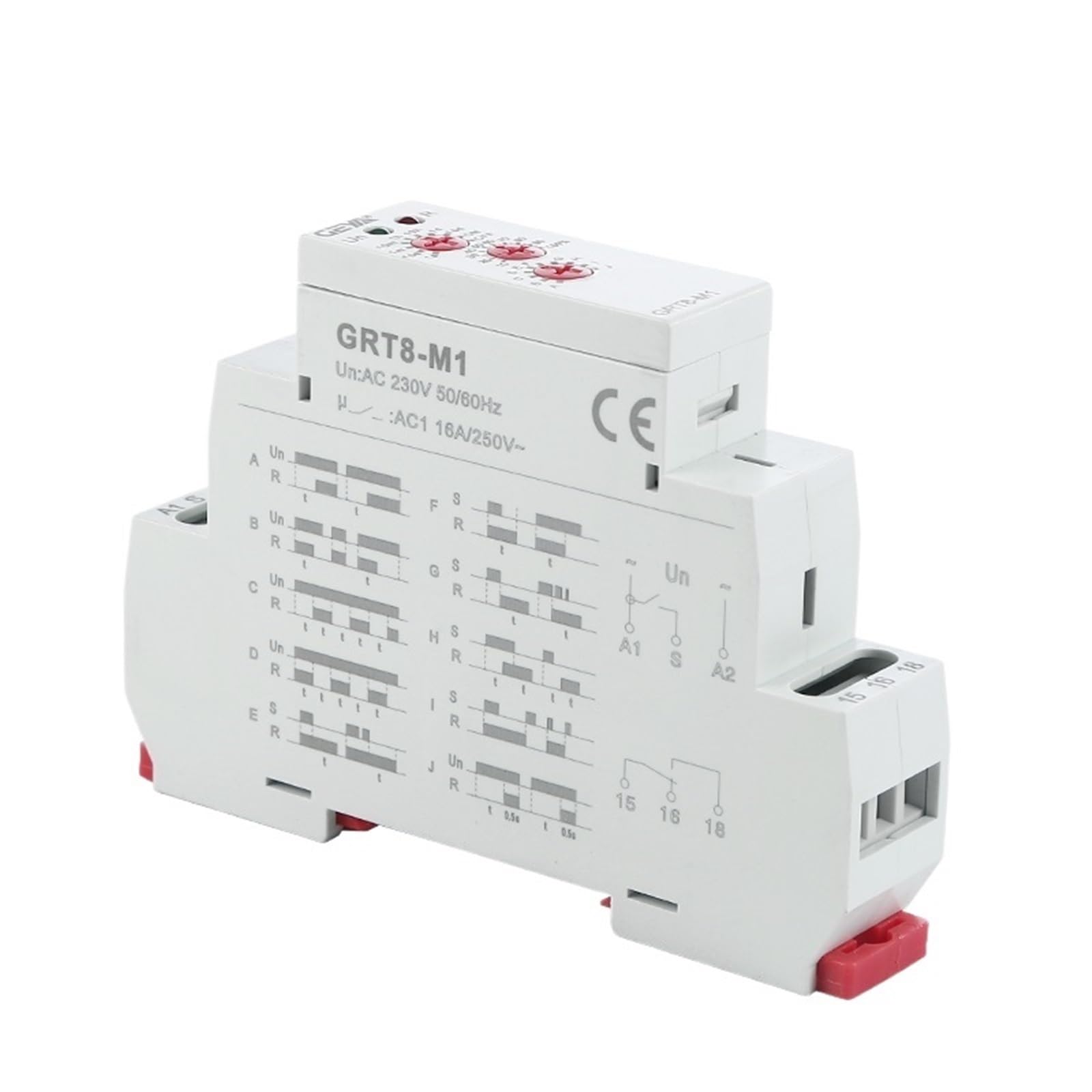 COKYIS Relé Temporizador multifunción Ajustable GRT8-M con 10 Opciones de Funciones AC DC 12V 24V 220V 230V relé de Tiempo Carril DIN (Size : GRT8-M2 ACDC12V-240V)