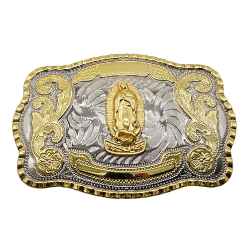 Image of WMG Western St Jude Belt Buckle Gold Silver Saint Jude San Judas Cowboy Buckle Hebilla Vaquero Rodeo