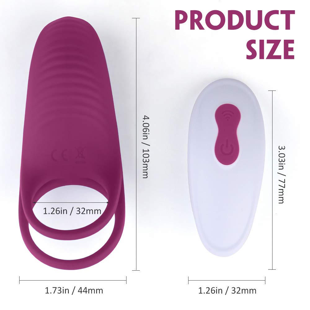 anello pene vibrange, Stimolaatore Prostata 9 modalita di vibrazione, morbido e confortevole, sextoys per Uomini,anello Vibrante per il Pene,con telecomando, 100% impermeabile (Viola)