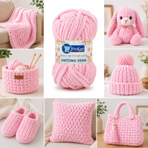 Image of ProKart Premium Blankie Wool, Plush & Cuddly, | Blanket Thick /Adult, Sweaters, caps, Throws, Home Furnishing, Scarves, Blankets (Light Pink, 100gms x 4 Pack)
