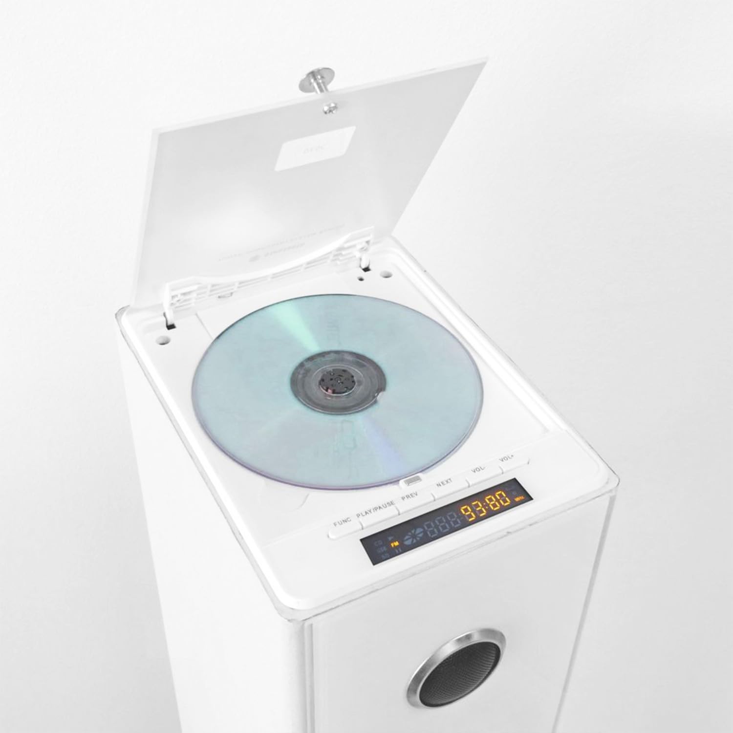 Tour de Son amplifié 100W Innovaley HP33-CD-WHITE avec Lecteur CD, Bluetooth, FM et USB + télécommande, Jeu de lumière OVNI