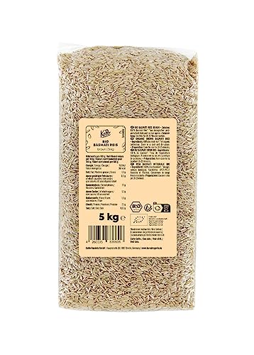 KoRo - Brauner Bio Basmati Reis 5 kg - Intensives Aroma - Nussiger Geschmack - Lockere Konsistenz