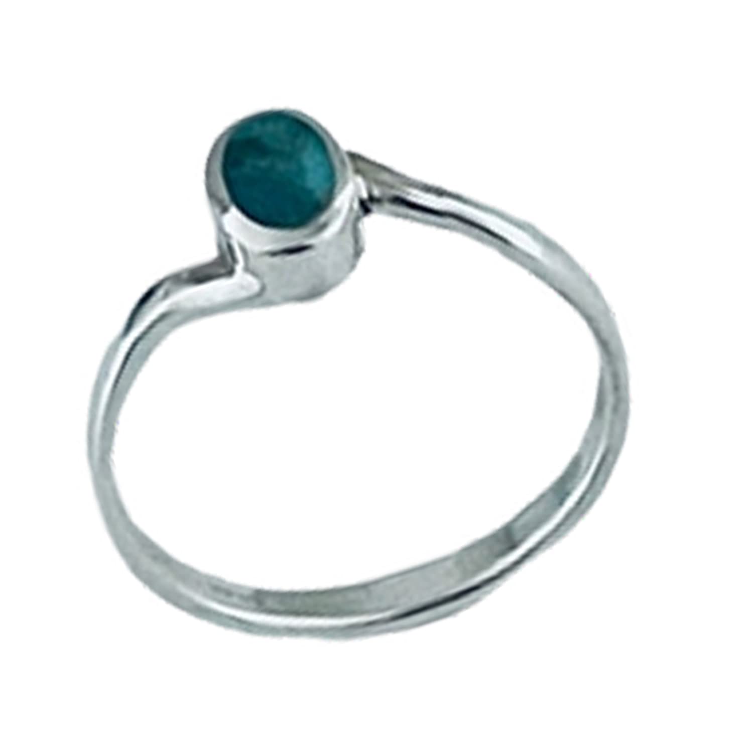 Vero argento sterling 925 piccolo anello turchese genuino moderno ovale, anello solitario, anello Boho, anello minimalista, anello di pietra natale di dicembre, regali per la festa della mamma
