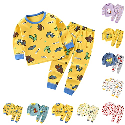 Dinosaurier Schlafanzug Kleinkind Baby Süßer Gemusterter Baumwolle Pyjama Set Langarm Schlafanzughose 2-Teilig Nachtwäsche Schlafanzüge Jungen...