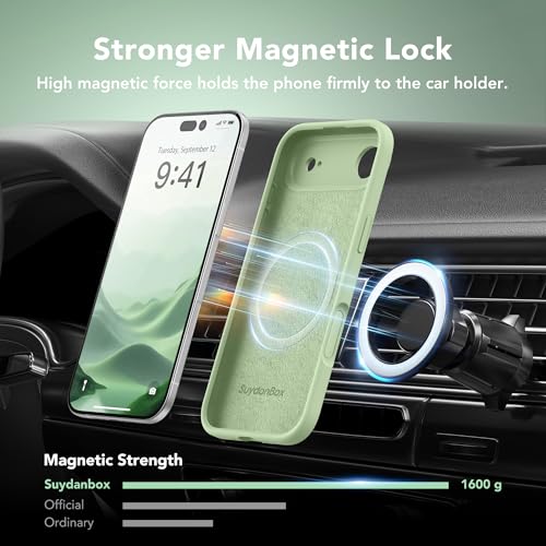 Image of Magnetic for iPhone Air Case, Compatible with MagSafe, [Full Camera Protection][Screen Protector] Silicone Shockproof Protective Phone Case for iPhone 17 Air 6.5 inch, Matcha