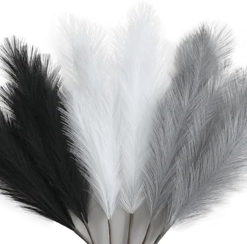 ZIFTY Black Pampas Grass Decor 6Pcs 38"/3.1FT Faux Dried Tall Flu...