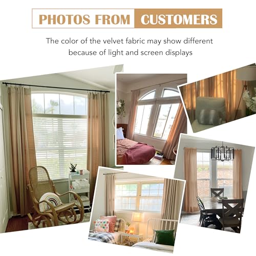 Image of Beauoop Beige Velvet Curtains 72 Inches Long 2 Panels for Bedroom Living Room Soft Luxury Room Darkening Thermal Insulated Soundproof Rod Pocket Window Treatments Drapes, 52X72 Set of 2