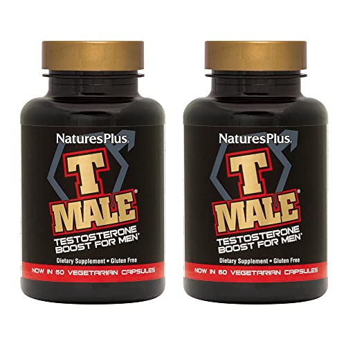 NaturesPlus T-Male - 60 Vegetarian Capsules, Pack of 2 - with Ginseng, Rhodiola & FuranoMax - Gluten Free - 60 Total Servings