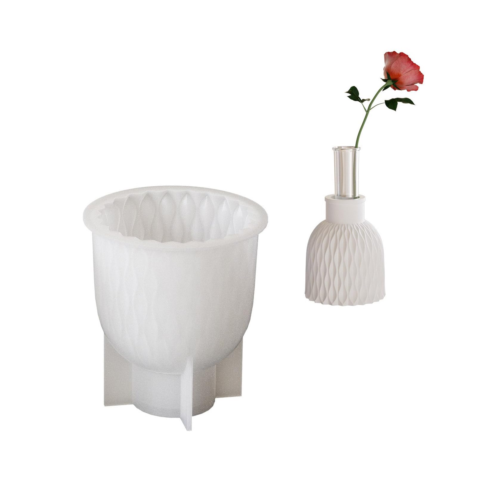 NEWFT Delicate Striped Vase Silicone Mold Home and Decors Plant Vase Hydroponics Plant Tube Present for Enthusiast