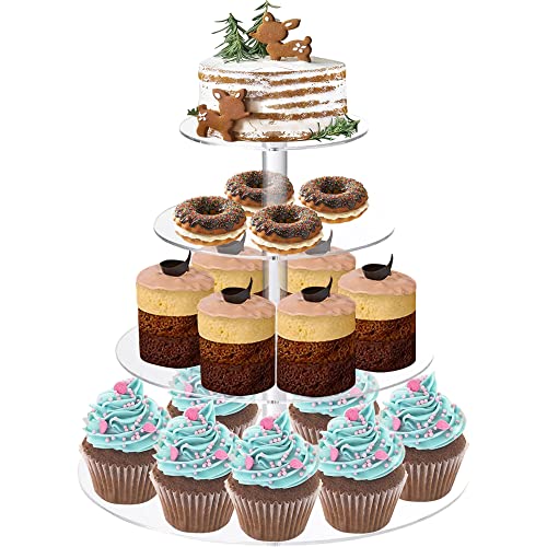 Lighterday 4 Etagen Etagere Acryl Tortenständer Cupcake Ständer Cake Stand Kuchenständer,Donut Cupcake Muffins Macarons Ständer für Hochzeit Party Geburtstag
