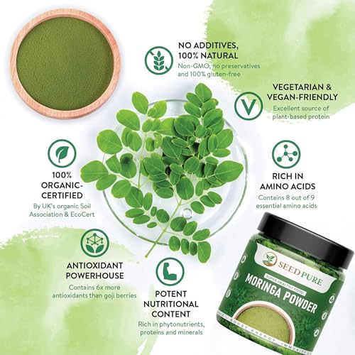 Image of Organic Moringa Powder 200g (100gx2) | Pure Drumstick Leaves | Ayurvedic Superfood for Energy, Immunity, Digestion, Skin & Hair | Vegan | No Additives
