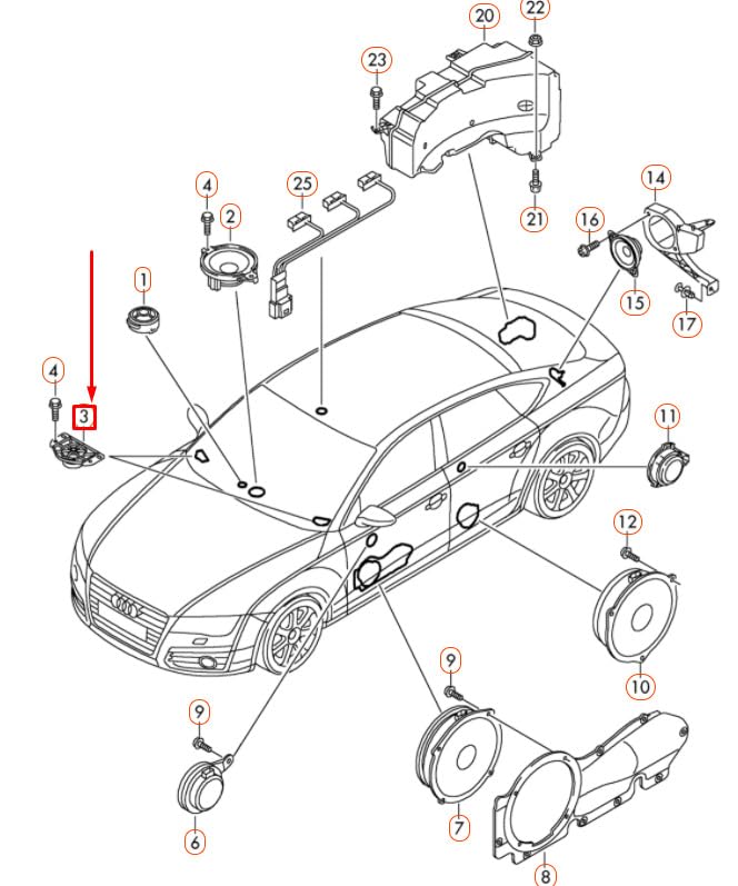 Passend für Audi A6 C7 Front-Armaturenbrett-Lautsprecher 4H0035399B Original