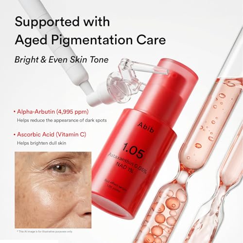 Image of Abib ASTA-NAD Red Effect Serum 1.05 Pump - NAD+ 1% & Astaxanthin 0.05% Anti-Aging Face Serum | 168-Hour Antioxidant Care | Korean Skincare, 1.01 fl oz