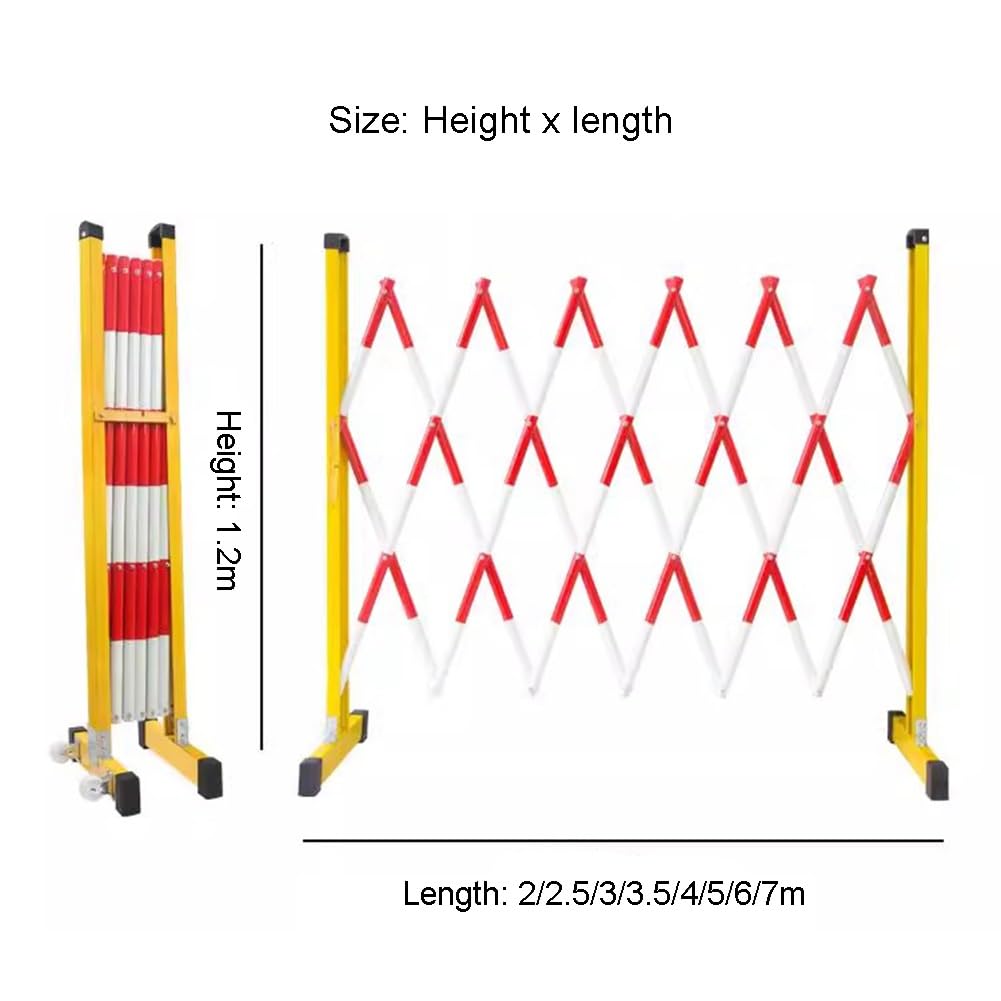 Genérico Barrera metálica Extensible para Control de tráfico - Puerta de Seguridad Plegable retráctil de 1,2 x 7 m - Valla Exterior portátil para Zonas de construcción y cumplimiento de la normativa