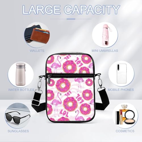 Flamingo with Donut Clear Crossbody Bag Stadium Bag Adjustable Side Shoulder Bags Messenger Bag with 2 Compartments3