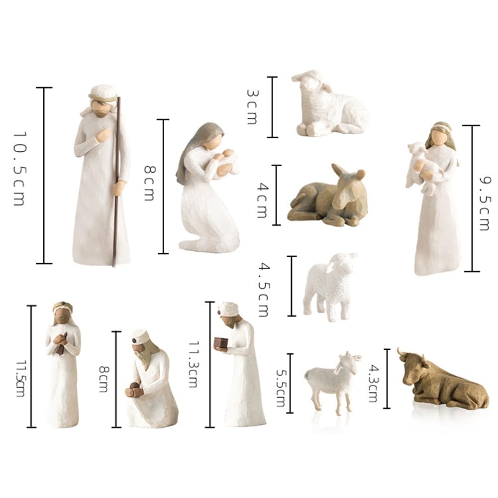 Lot de 10 Statues de crèche de Noël pour crèche de Noël