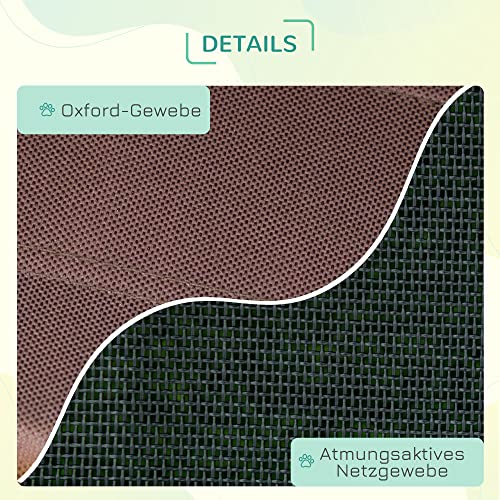 PawHut Erhöhtes Hundebett mit Baldachin, Haustierbett, Hundeliege Outdoor mit Dach, Atmungsaktiv, Taftstoff für Camping Kaffee 76 x 61 x 73 cm