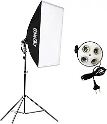 Kit Softbox para 4 lampadas com tripé de 2m, luz contínua para estúdio foto e vídeo