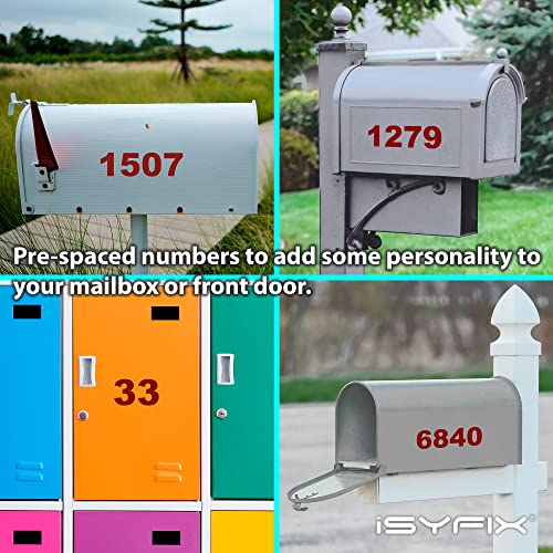 image for iSYFIX Red Vinyl Numbers Stickers – 3 Inch Self Adhesive (2 Sets)- P